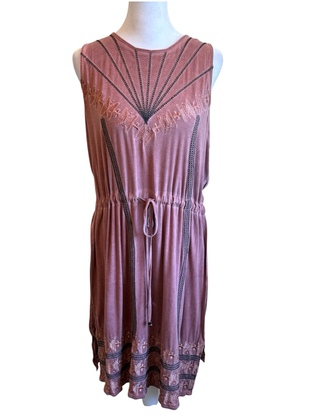 Small POL Mauve Pink Embroidered Swimsuit Coverup Dress